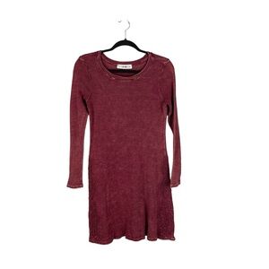 ABLE Burgundy Waffle Knit Crochet Accent Mini Dress – Style 217023 – Size Small